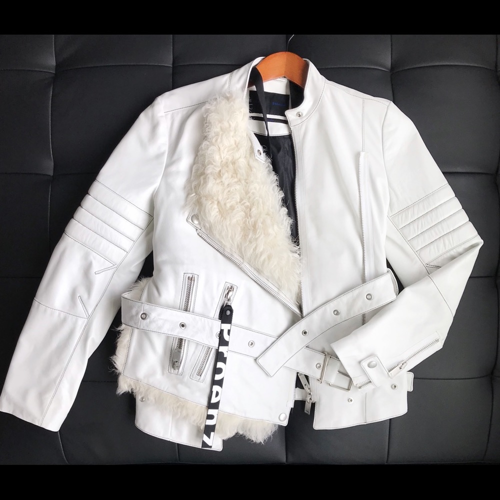 Proenza Schouler Leather Jacket belted moto jacket